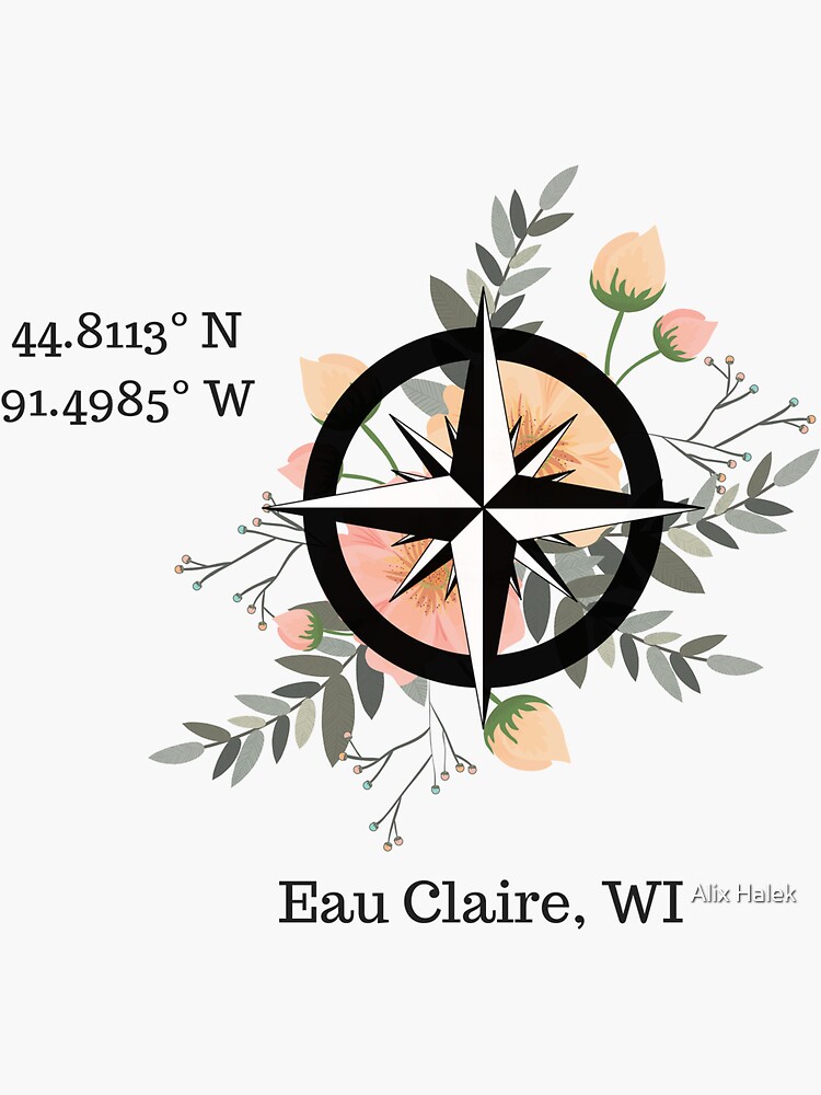 "Eau Claire Compass" Sticker for Sale by theamandaeffect Redbubble