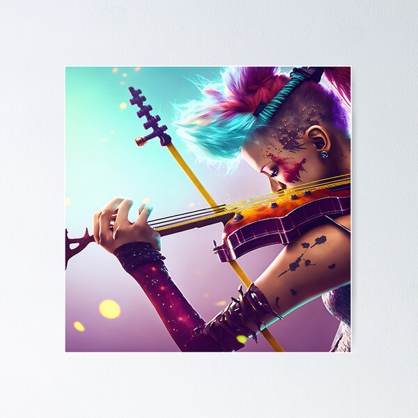 Item preview, Punk girl playing an electric violin designed and sold by AiAholic.