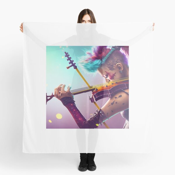 Punk girl playing an electric violin Scarf