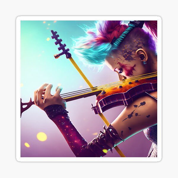 Item preview, Punk girl playing an electric violin designed and sold by AiAholic.