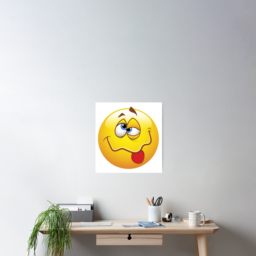 "Betrunkener Smiley Face Emoticon" Poster von allovervintage Redbubble