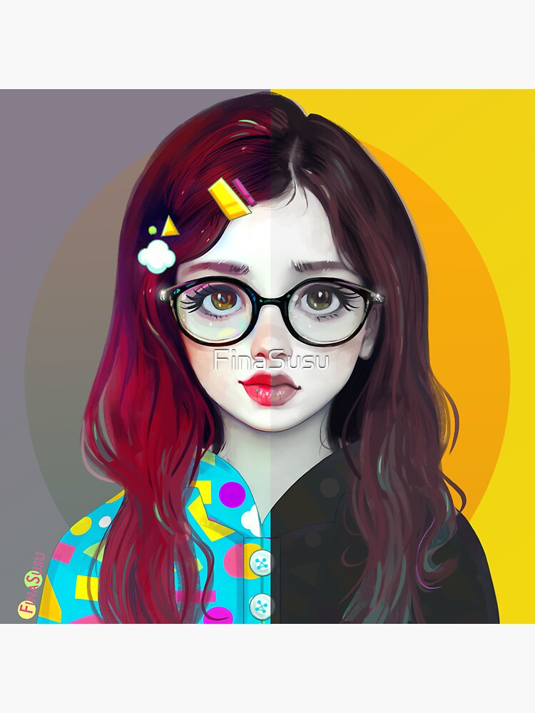 "Mixed emotions girl" Sticker for Sale by FinaSusu Redbubble