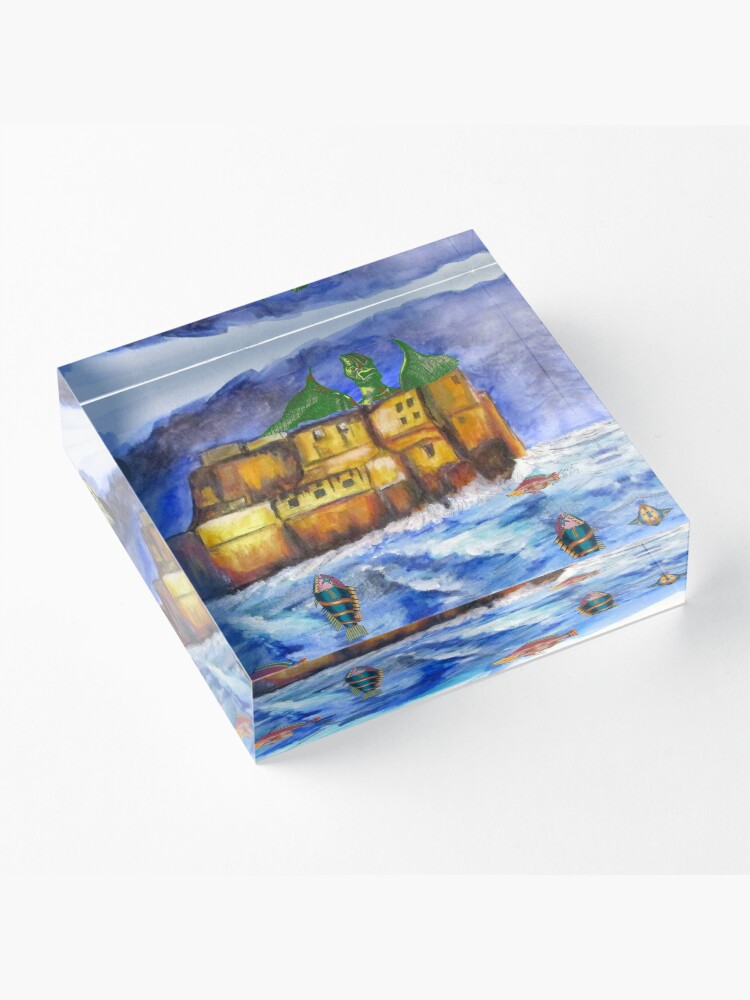 Alternate view of Stormy Castle Infested Acrylic Block