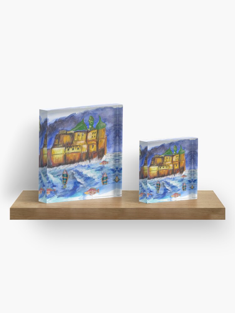 Alternate view of Stormy Castle Infested Acrylic Block
