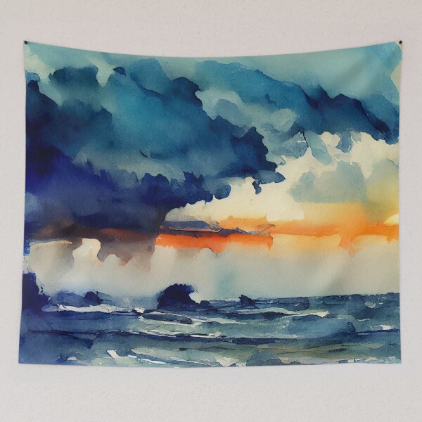 Item preview, A Deep Blue Sea on a Stormy Sunset designed and sold by aricutcia.