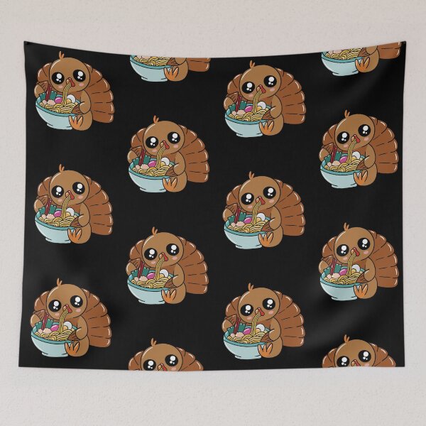 Item preview, Kawaii Turkey Eating Ramen Funny Thanksgiving Turkey Day designed and sold by Trankix.
