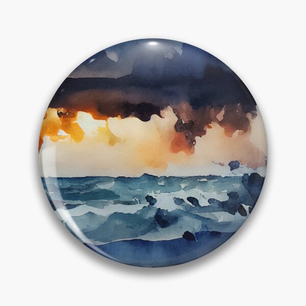 Item preview, Stormy Ocean in Deep blue colors on Evening Sunset  designed and sold by aricutcia.