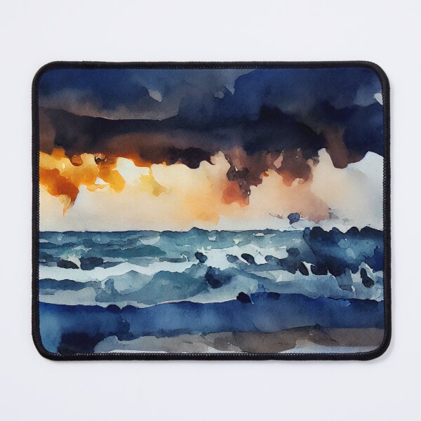 Item preview, Stormy Ocean in Deep blue colors on Evening Sunset  designed and sold by aricutcia.