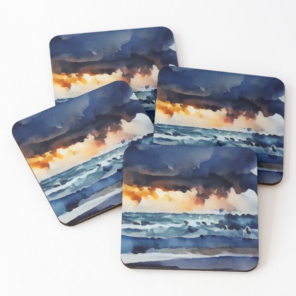 Item preview, Stormy Ocean in Deep blue colors on Evening Sunset  designed and sold by aricutcia.