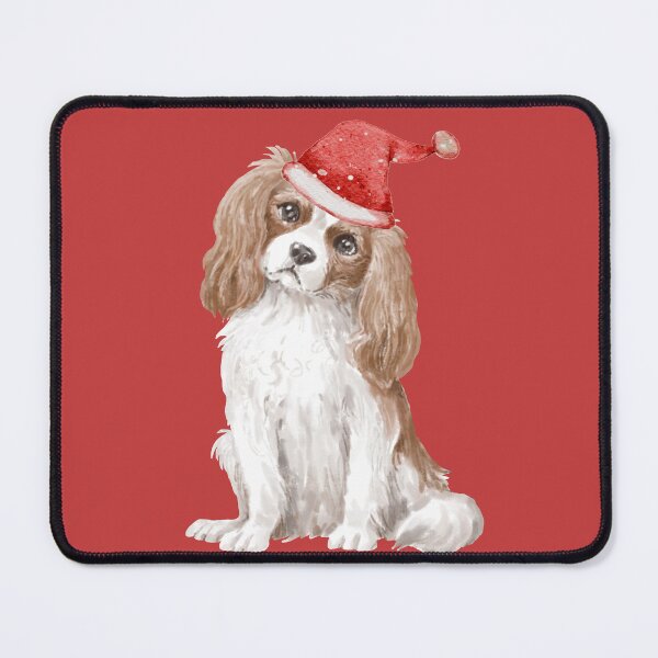 Item preview, Cute Cavalier King Charles Spaniel with Santa Claus' hat - christmas dog collection designed and sold by Olivvier.