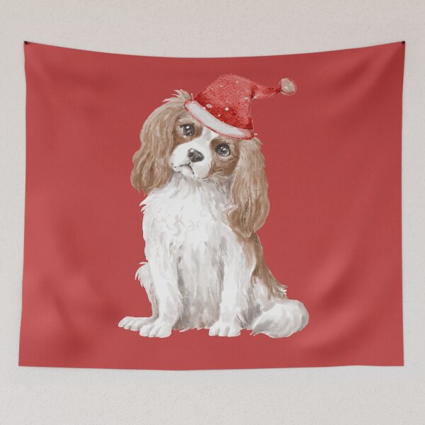 Item preview, Cute Cavalier King Charles Spaniel with Santa Claus' hat - christmas dog collection designed and sold by Olivvier.