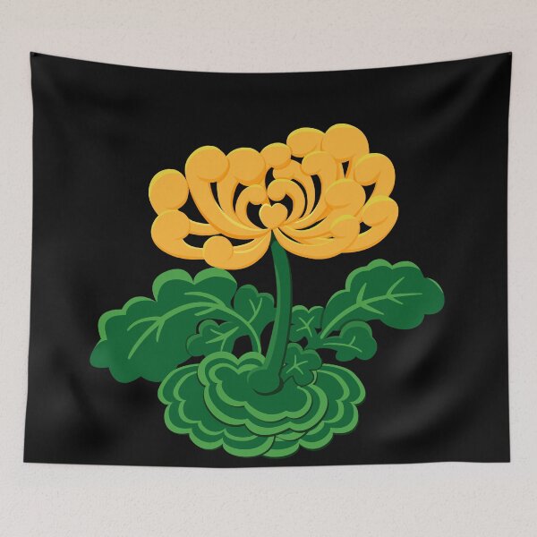 Item preview, Golden Chrysanthemum with Green Leaves in Black designed and sold by Moyanana.