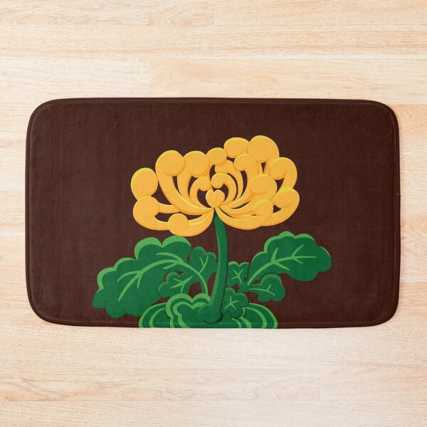 Item preview, Golden Chrysanthemum with Green Leaves in Deep Red Brown designed and sold by Moyanana.