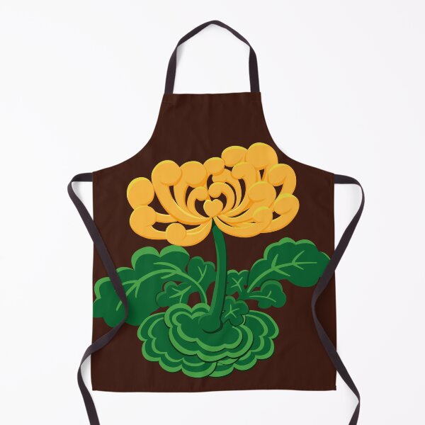 Item preview, Golden Chrysanthemum with Green Leaves in Deep Red Brown designed and sold by Moyanana.