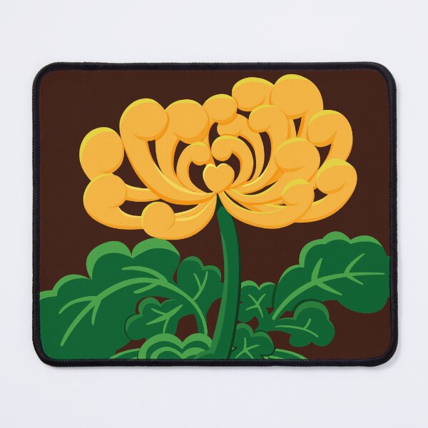 Item preview, Golden Chrysanthemum with Green Leaves in Deep Red Brown designed and sold by Moyanana.