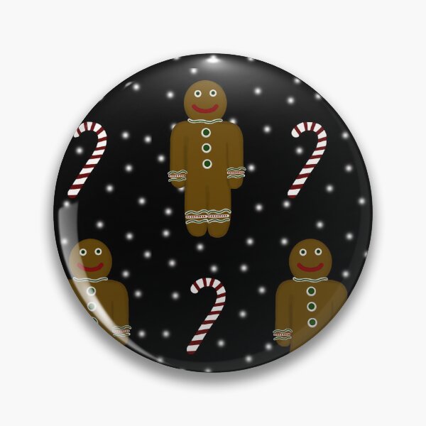 Item preview, Gingerbread men, candy canes and snow on black designed and sold by Encie-Designs.