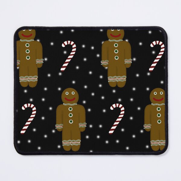 Item preview, Gingerbread men, candy canes and snow on black designed and sold by Encie-Designs.