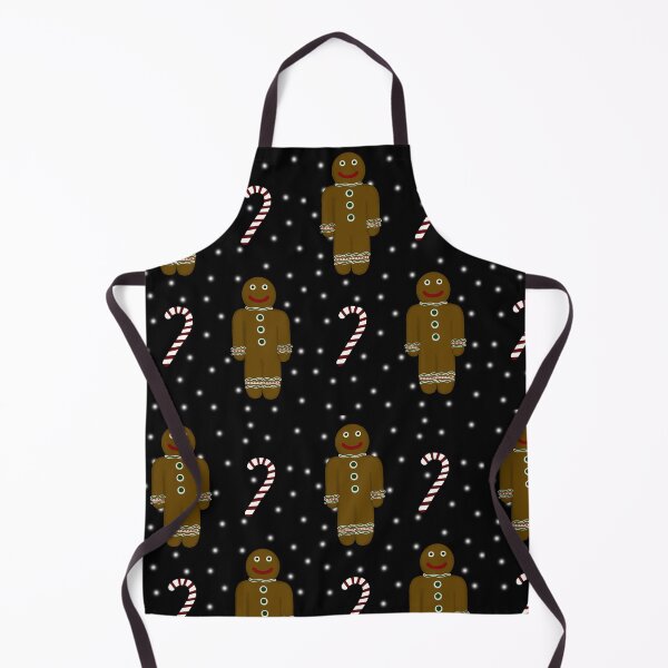 Item preview, Gingerbread men, candy canes and snow on black designed and sold by Encie-Designs.
