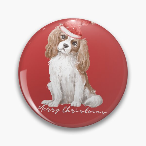 Item preview, Cute Cavalier King Charles Spaniel with Santa Claus' hat 2 - christmas dog collection designed and sold by Olivvier.