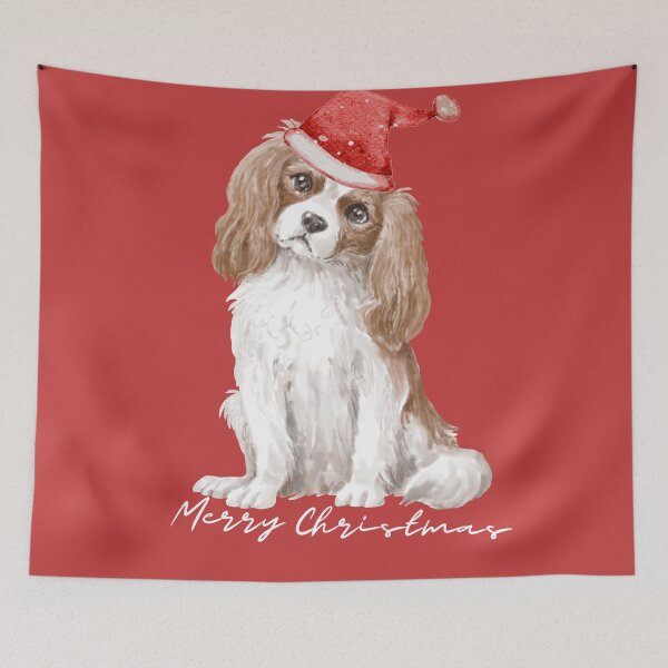 Item preview, Cute Cavalier King Charles Spaniel with Santa Claus' hat 2 - christmas dog collection designed and sold by Olivvier.