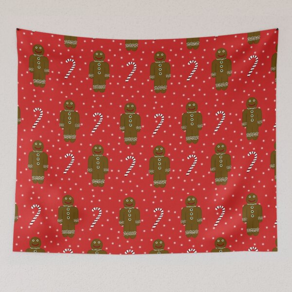 Item preview, Copy of Gingerbread men, candy canes and snow on red designed and sold by Encie-Designs.