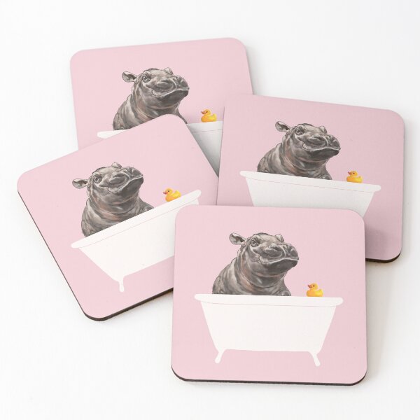 Item preview, Baby Hippo in Bathtub Pink designed and sold by bignosework.