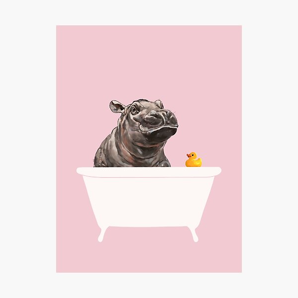 Item preview, Baby Hippo in Bathtub Pink designed and sold by bignosework.