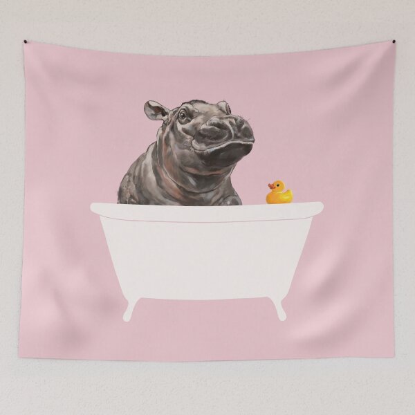 Item preview, Baby Hippo in Bathtub Pink designed and sold by bignosework.