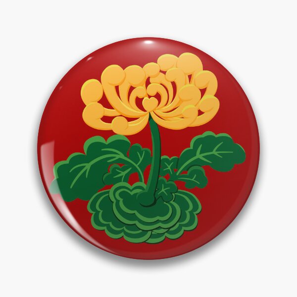 Item preview, Golden Chrysanthemum with Green Leaves in Bright Red  designed and sold by Moyanana.