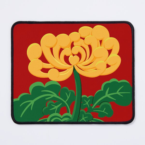 Item preview, Golden Chrysanthemum with Green Leaves in Bright Red designed and sold by Moyanana.