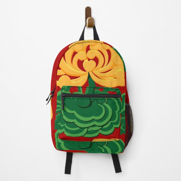 Item preview, Golden Chrysanthemum with Green Leaves in Bright Red  designed and sold by Moyanana.