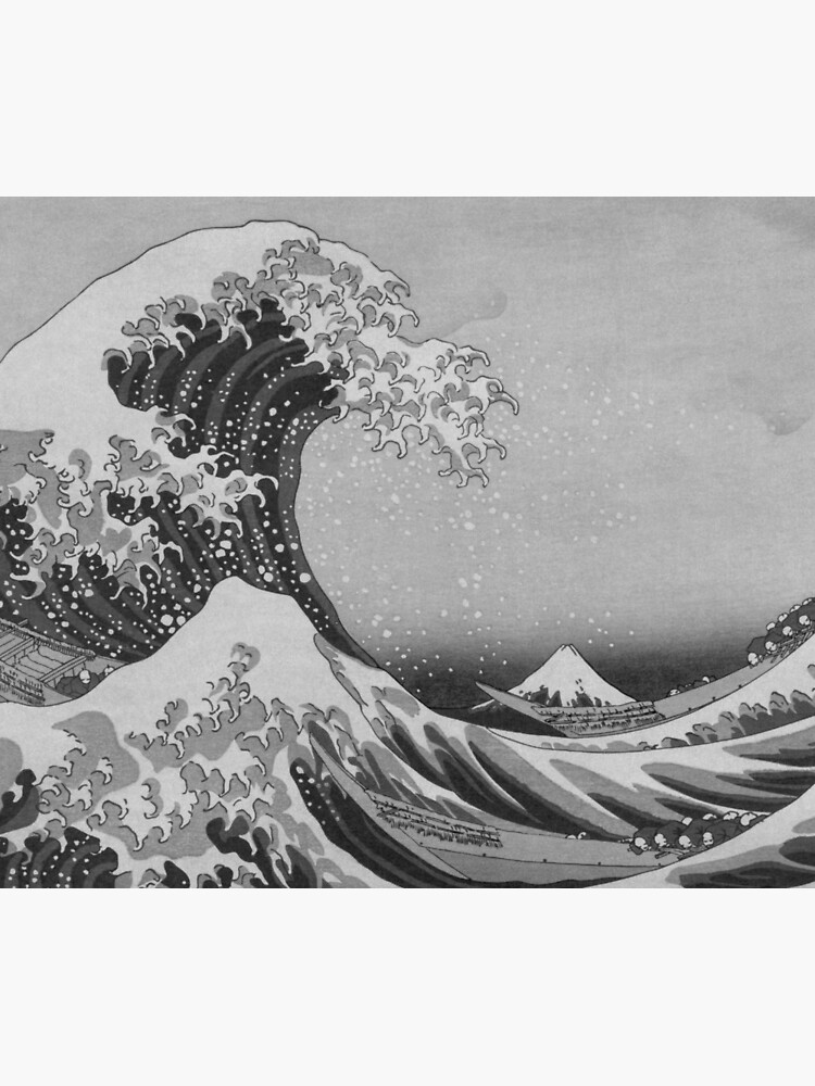 Black and White Japanese Great Wave off Kanagawa by Hokusai by podartist