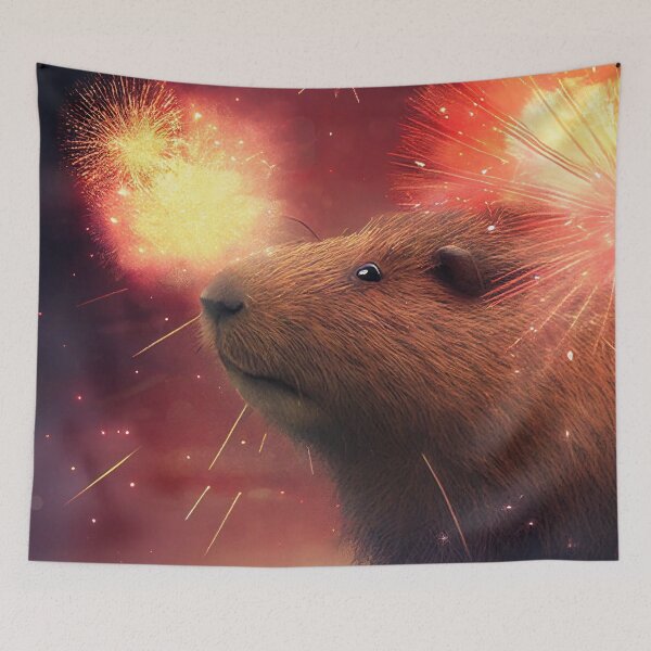 Item preview, Bright Exploding Fireworks Capybara designed and sold by CapybaraCentral.