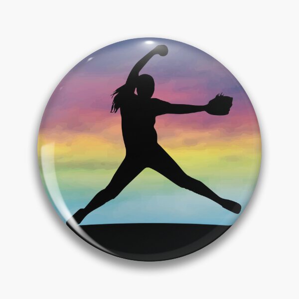 Item preview, Women's Softball Pitcher Silhouette Colorful Retro Sunset designed and sold by MintedFresh.