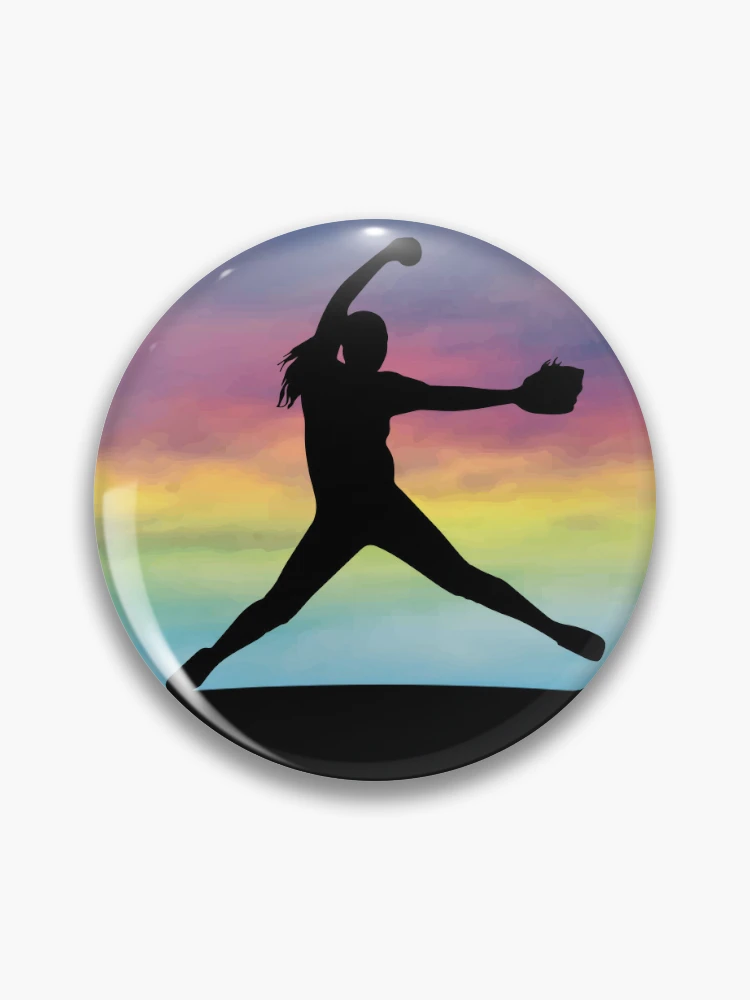 Women's Softball Pitcher Silhouette Colorful Retro Sunset Leggings for Sale  by MintedFresh