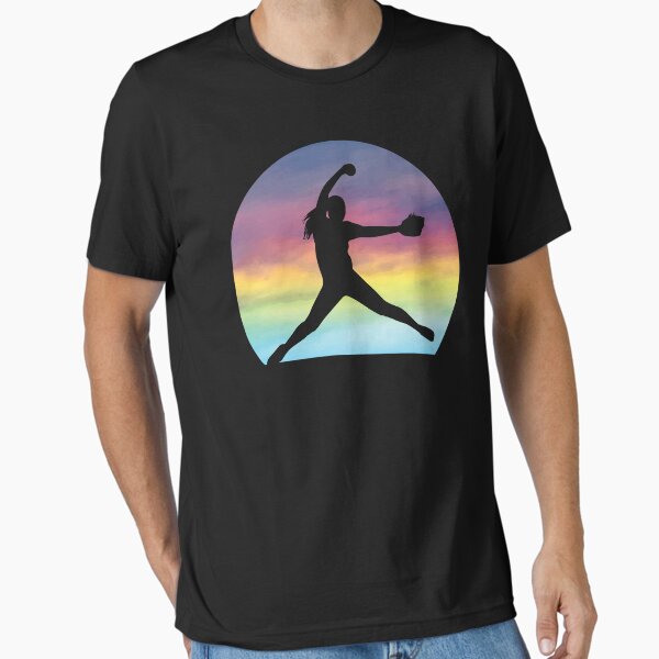 Item preview, Women's Softball Pitcher Silhouette Colorful Retro Sunset designed and sold by MintedFresh.