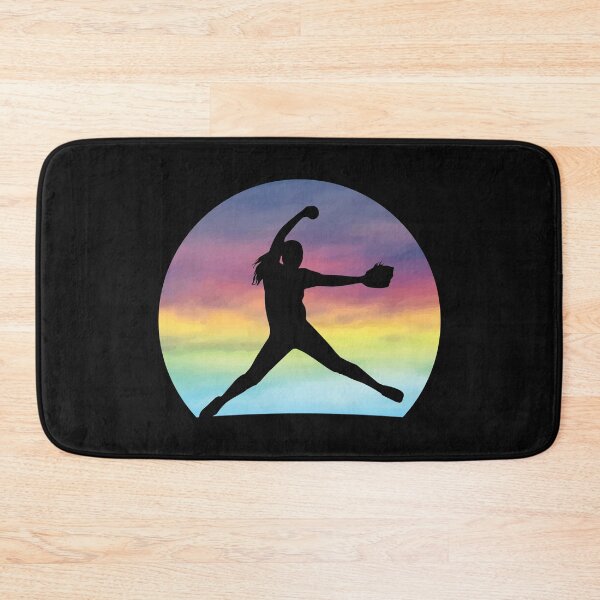 Item preview, Women's Softball Pitcher Silhouette Colorful Retro Sunset designed and sold by MintedFresh.