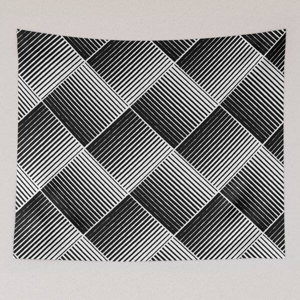 Item preview, Black and White Square Mosaic Stripe Pattern designed and sold by All-Black-White.