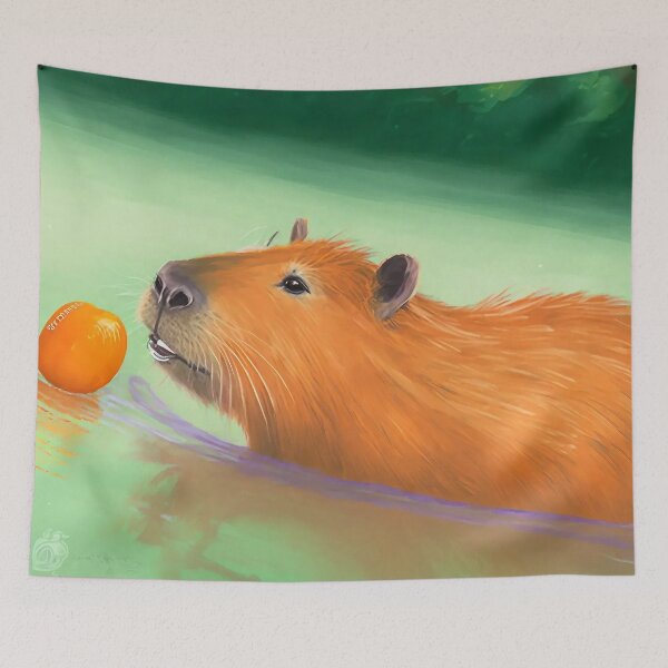 Item preview, Capybara Swimming with Oranges designed and sold by CapybaraCentral.