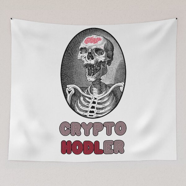 Artikelvorschau, „Crypto Hodler“-Schädeldesign – Retro-Illustrationsdesign für T-Shirts, Tassen, Handyhüllen und andere Accessoires entworfen und verkauft von Ridiculam Toga.