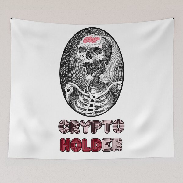 Item preview, 'Crypto Holder' Skull Design - Retro Illustration Design for T-shirts, mugs, phone cases and other accessories designed and sold by Ridiculam Toga.