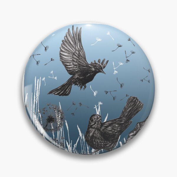 Item preview, Blackbirds on blue background designed and sold by albadawnart.