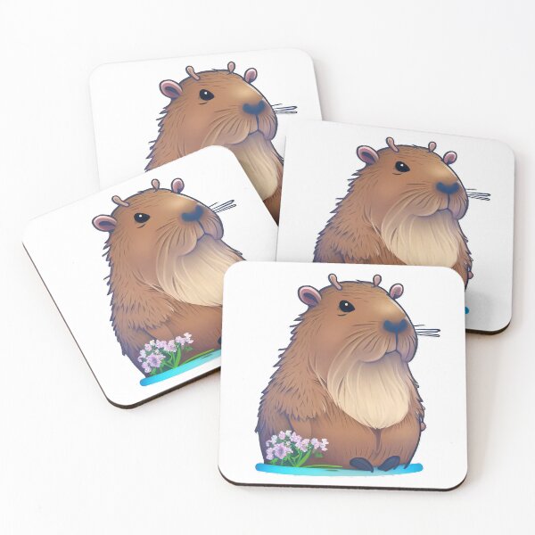 Item preview, Antler Capybara with Lavender Flowers designed and sold by CapybaraCentral.