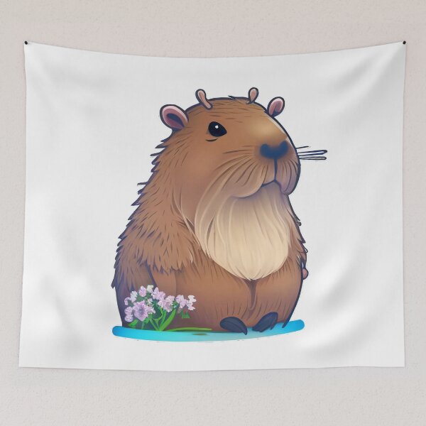 Item preview, Carpincho asta con flores de lavanda designed and sold by CapybaraCentral.