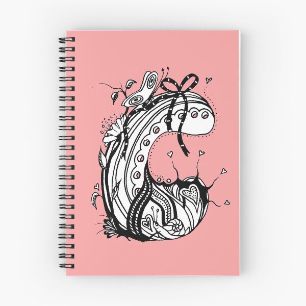 Item preview, The Letter C Alphabet Aussie Tangle in Black and White Transparent Background designed and sold by Heatherian.