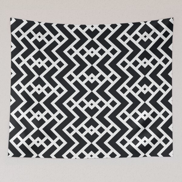 Item preview, Black and White Tessellation Line Pattern 25 Abstract Modern Geometric designed and sold by All-Black-White.