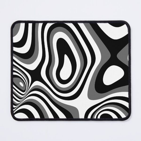 Item preview, Gray Black and White Psychedelic 70s Retro Liquid Swirls designed and sold by All-Black-White.