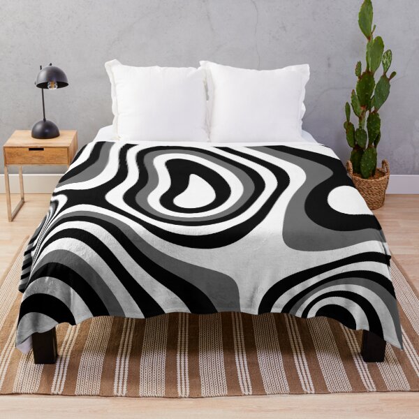 Item preview, Gray Black and White Psychedelic 70s Retro Liquid Swirls designed and sold by All-Black-White.