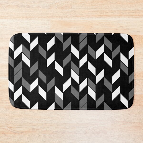 Item preview, Gray Black and White Random Geometric Zigzag Chevron Stripe Pattern designed and sold by All-Black-White.
