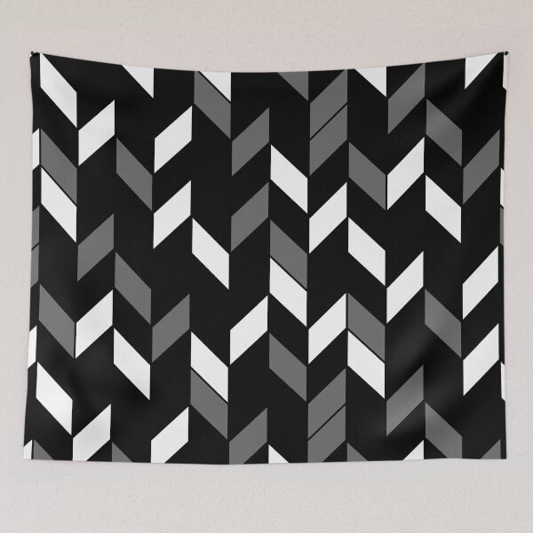 Item preview, Gray Black and White Random Geometric Zigzag Chevron Stripe Pattern designed and sold by All-Black-White.
